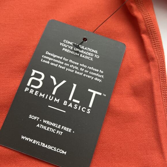 NWT BYLT T-Shirt Men XL Orange Drop Cut Short Sleeve Athletic Fit Workout Casual - Picture 4 of 8